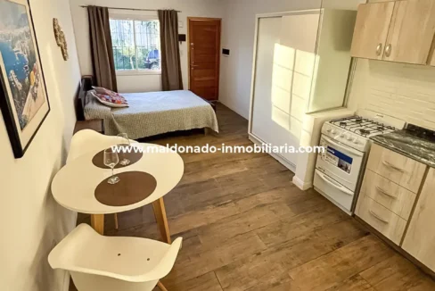 2- Ambiente integrado del monoambiente en venta en Arturo M. Bas 2400, con sector dormitorio y comedor.